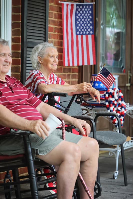 Residents on Porch at Baldwin House